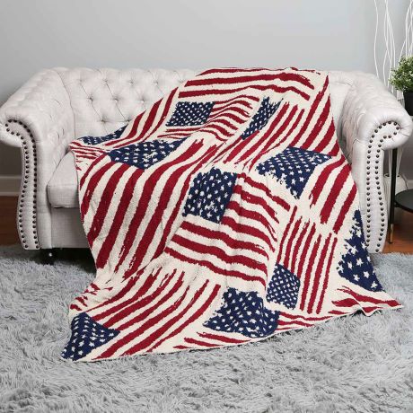 Patriotic American Flag Throw Blanket