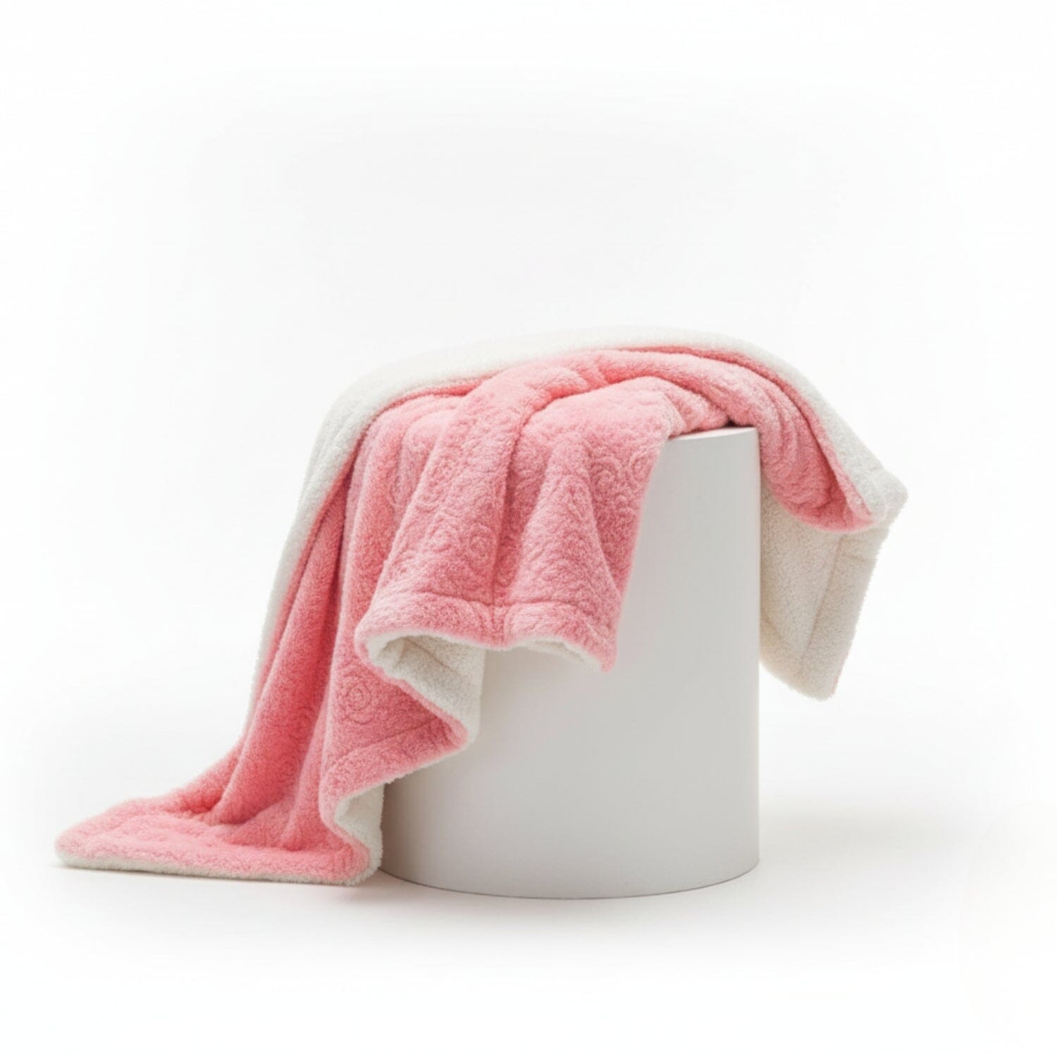 DaDa Bedding Luxury Blossom Pink Rose Buds Pink Sherpa Backside Faux Fur Throw Blanket (BL-171752)